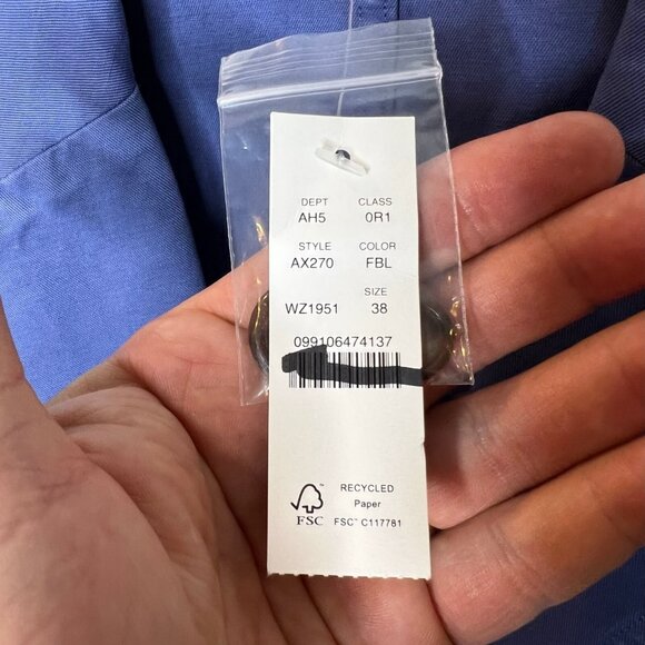 J.Crew Mens $178 Garment Dyed Cotton Linen Suit Jacket Blue Size 38 AX270 - Picture 6 of 6